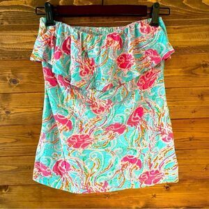 Women’s Lilly Pulitzer blue jellyfish patterned sleeveless tube top blouse M